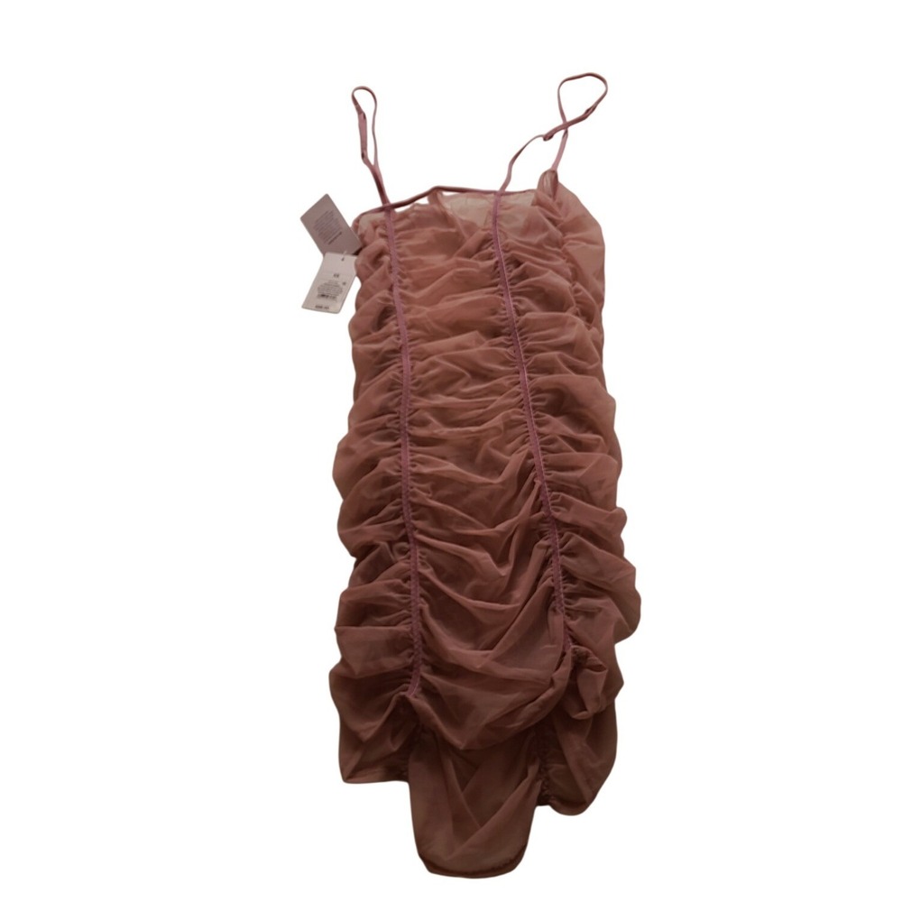 Auden Mauve‎ Pink Ruched Mesh Chemise Nightgown Adjustable Straps XS NEW